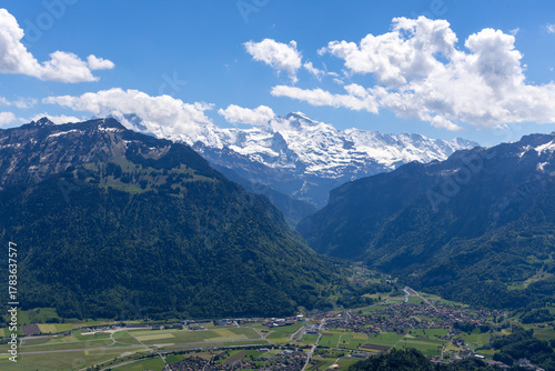 swiss alps with a view from Harder Kulm mountain in europe