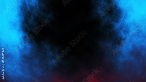 blue fog or smoke on black background.	