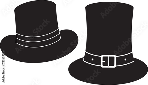 Top Hat Icon, Top Hat Silhouette Vector