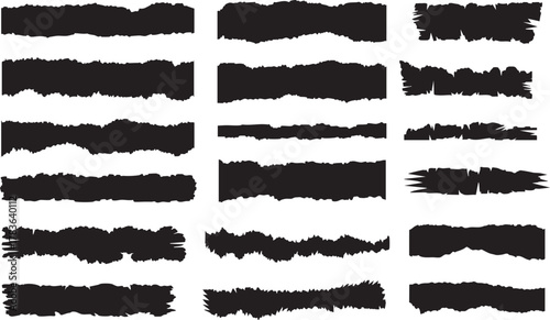 Pieces of paper with ripped torn, jagged edges for a vintage, retro style collage