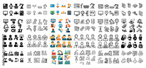 Industrial and technology icons collection