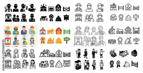 Cartoon characters at a country fair scene