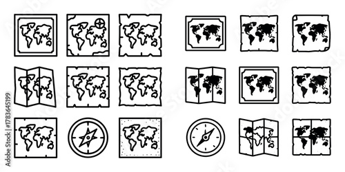 Vintage World Map Icons