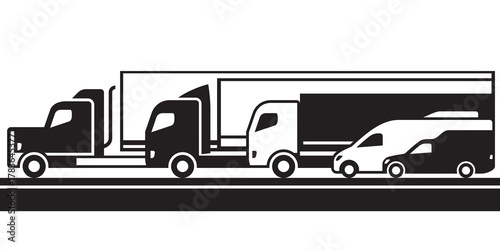 Freight transportation trucks on the road - vector illustration