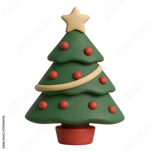 Wallpaper Mural A festive ceramic Christmas tree with ornaments, star topper, and base, ideal for holiday decorations and seasonal displays. Torontodigital.ca