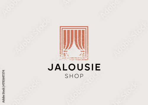 A sophisticated logo design for 'Jalousie Shop', featuring elegant curtains that convey a sense of style and luxury, suitable for decor or interior design businesses.
