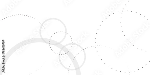 Abstract white geometric overlapping circle background with shadow. abstract dotted wave background. hand drawn dotted path route line isolated.  