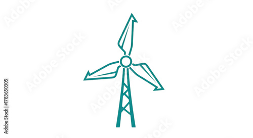 Advanced Wind Turbine Vector Icon Illustration: Modern Renewable Energy Symbol, Eco-Friendly Power Generator Graphic