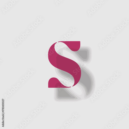 This modern letter S design features a sleek look with a shadow effect, perfect for branding, logos, and contemporary design projects that require minimalistic elegance.