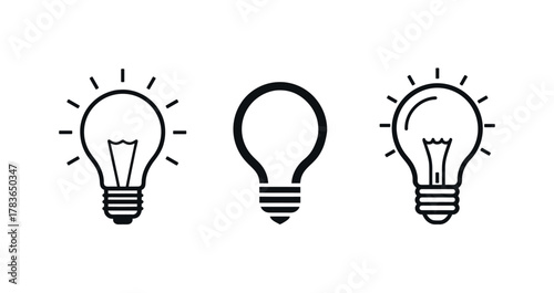 Lightbulb icon set symbolizing idea, innovation, and creativity