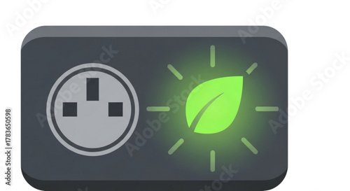 Advanced Green Energy Plug Vector Icon: Eco-Friendly Leaf Power Socket Symbol, Sustainable Electricity Connection Graphic