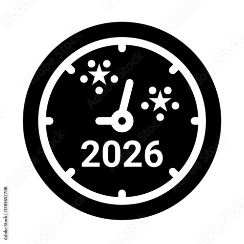 icon clock striking midnight with style glyph