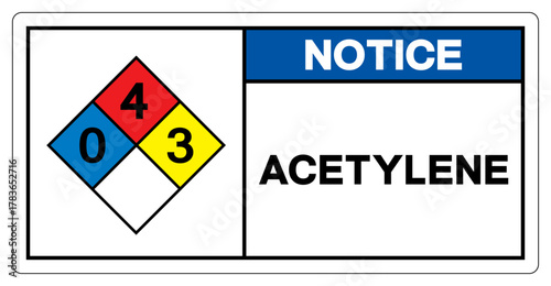 Notice Acetylene Symbol Sign ,Vector Illustration, Isolate On White Background Label. EPS10