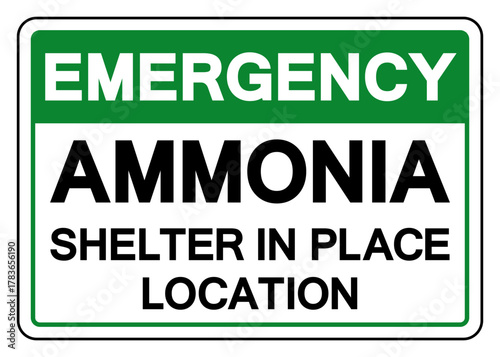 Emergency Ammonia Shelter In Place Location Symbol Sign, Vector Illustration, Isolate On White Background, Label.EPS10