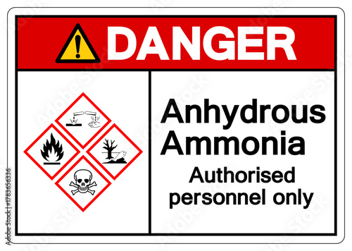 Danger Anhydrous Ammonia Symbol Sign, Vector Illustration, Isolate On White Background, Label.EPS10