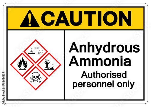 Caution Anhydrous Ammonia Symbol Sign, Vector Illustration, Isolate On White Background, Label.EPS10