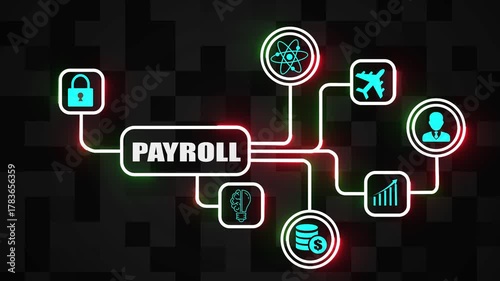 Payroll management and employee salary system concept, digital HR dashboard, automated payroll processing, salary calculation, corporate finance workflow, and staff payment 4K Video