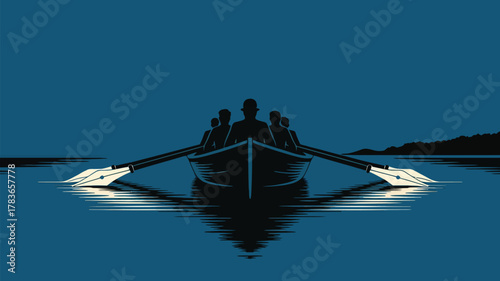 Teamwork makes the dream work as a group rows together toward success, paddling their way through challenges to reach shared goals and a better future