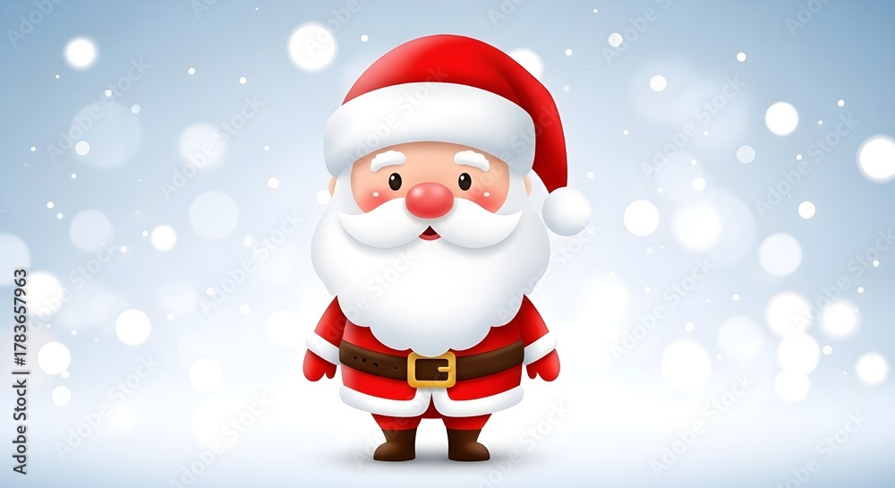 Fototapeta premium Cute Modern Santa Claus Vector Illustration with Soft Gradients and Festive Bokeh