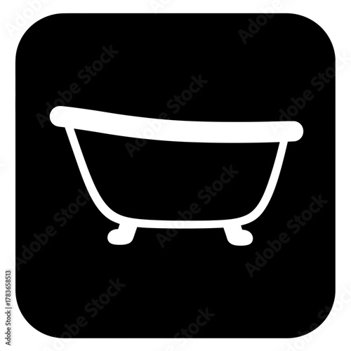 Clawfoot Bathtub Icon Black and White Silhouette