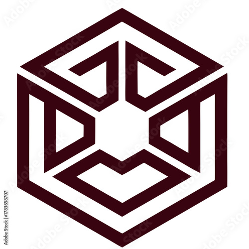 3D hexagon logo with secure node icons