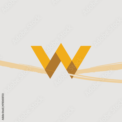 An elegant and modern logo design featuring a stylized 'W' in rich gold and orange tones, perfect for branding and company identity across various media.