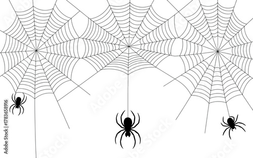 This image showcases beautifully crafted spider webs along with spiders suspended below, illustrating the intricate and delicate nature of these creations in nature.