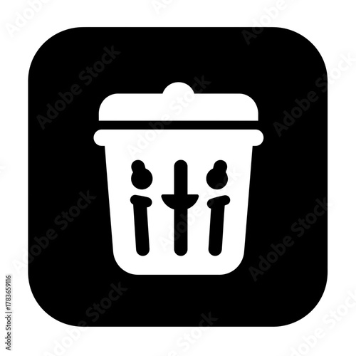 Delete Settings Icon featuring Equalizer Faders inside a Trash Can Symbol in a Glyph Style.