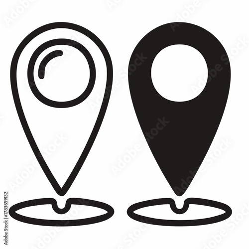 Location Pin Icons, Map Marker, GPS, Navigation, Vector Set