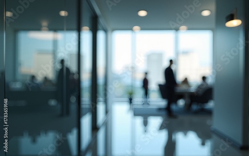 Blurred glass wall of modern business office building. High quality