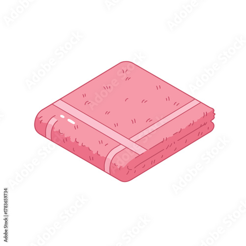 Isometric Pink Folded Bath Towel Vector Illustration