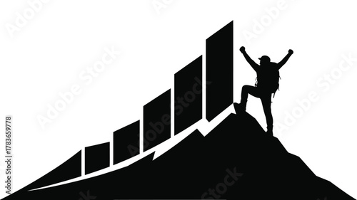 Achieve your goals with relentless ambition and celebrate business success like a champion on top of the world with peak performance and motivation