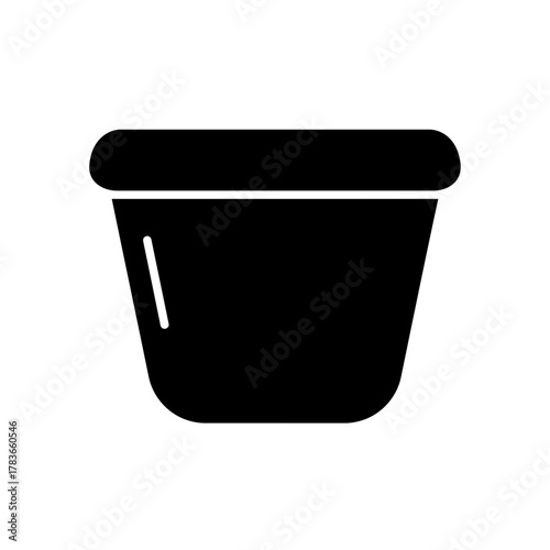 Plant Pot Glyph Icon Black Silhouette for Gardening and Houseplant Containers