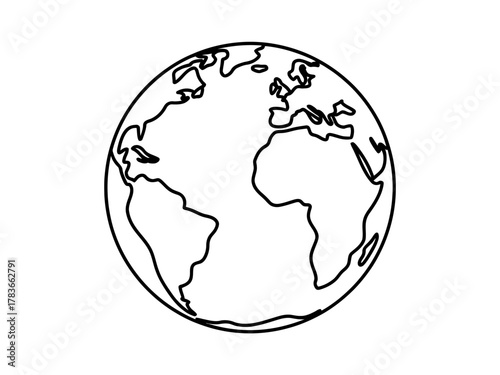 This minimalist illustration of the globe presents an abstract representation of Earth, emphasizing global connectivity and the vastness of our world.