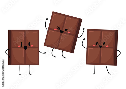 Cute and funny chocolate bar character. Chocolate mascot.