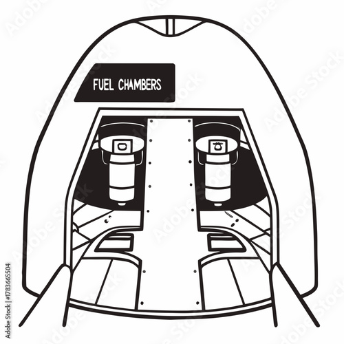 Diagram of two fuel chambers within a spacecraft or vehicle