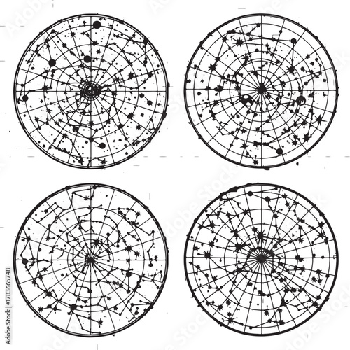 Celestial Exploration: A captivating illustration of the night sky, featuring intricate star maps charting constellations and celestial phenomena.