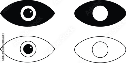 Modern eye icon with vibrant color options for digital design