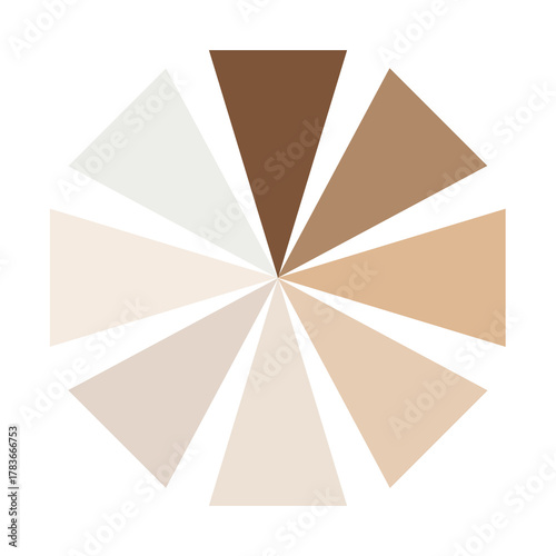 Cozy sand color palette, abstract geometric background Radial color spectrum, earth-tone gradient, symmetrical triangular segments, minimal aesthetic, ideal for branding or UI design