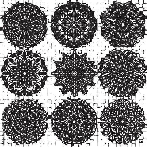 Intricate Mandala Patterns: A collection of meticulously crafted mandala designs, each one a unique expression of geometric art and spiritual symbolism. The detailed patterns evoke a sense of balance.