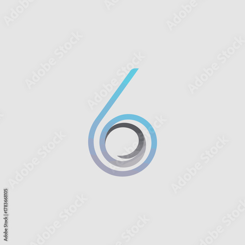 This image contains a stylized number six featuring elegant curves and modern design elements, suitable for designs involving numerical branding and creative art projects.