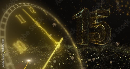 Streaming video countdowns with clock for church services. Countdown for Events like Christmas, Happy New Year or Birthdays on golden