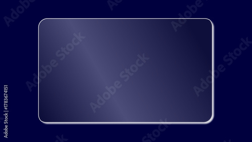 Realistic transparent crystal glass plate with light reflection. Rectangular shiny clear futuristic liquid glass panel with glare for app and web uses isolated on dark blue Bg. Vector illustration.