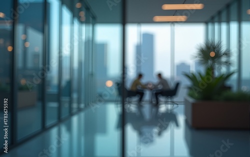 Blurred glass wall of modern business office building as background. High quality