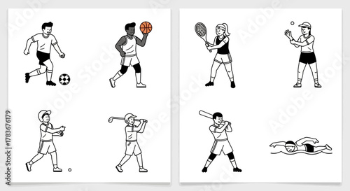 Diverse illustration depicting active individuals engaging in a variety of recreational sports