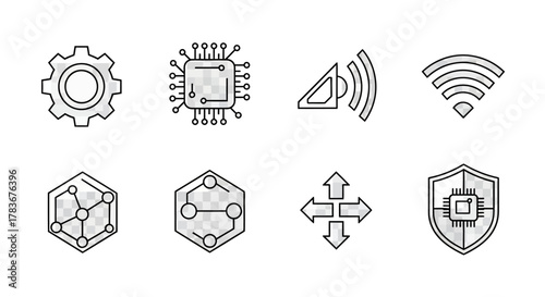 Illustrations depict technology, connectivity, and security icons in a cohesive design