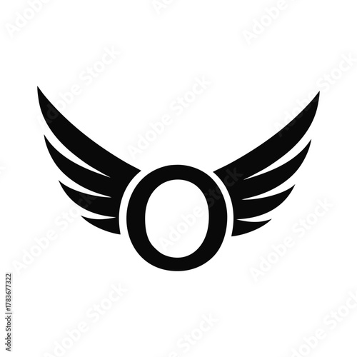 Abstract winged circle symbol representing freedom and speed