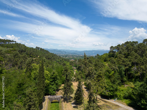 Historic Lucca Aqueduct Ruins in the Hills of Tuscany, Italy