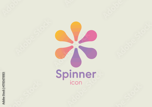 An aesthetically pleasing and vibrant spinner icon is illustrated in multiple colors, symbolizing creativity, motion, and modern digital innovation in a minimalist style.