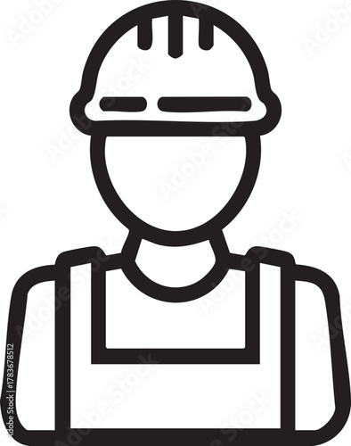 Construction Worker Outline Icon Vector